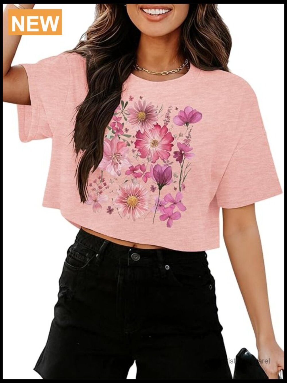 Crop Top Short Sleeve Graphic Tee Crew Neck Loose Fit Blouse